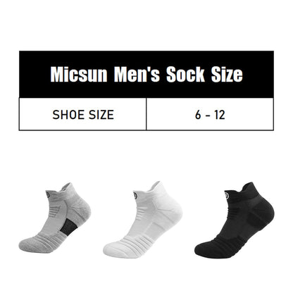 micsun 6 Pares Calcetines Deportivos para Hombre con Parte Inferior de Toalla Gruesa, Calcetas de Tobillo de Pecho Bajo, Calcetín Deportivas para Correr, Basquetbol, Running, Gym,Aire Libre HBH